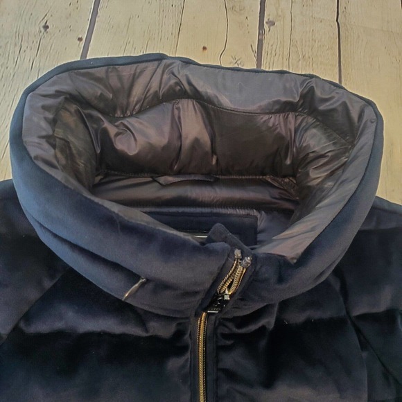 Adhoc Traveller Puffer Hooded Full Zip Jacket Large Navy Blue Pockets Soft - Picture 9 of 16